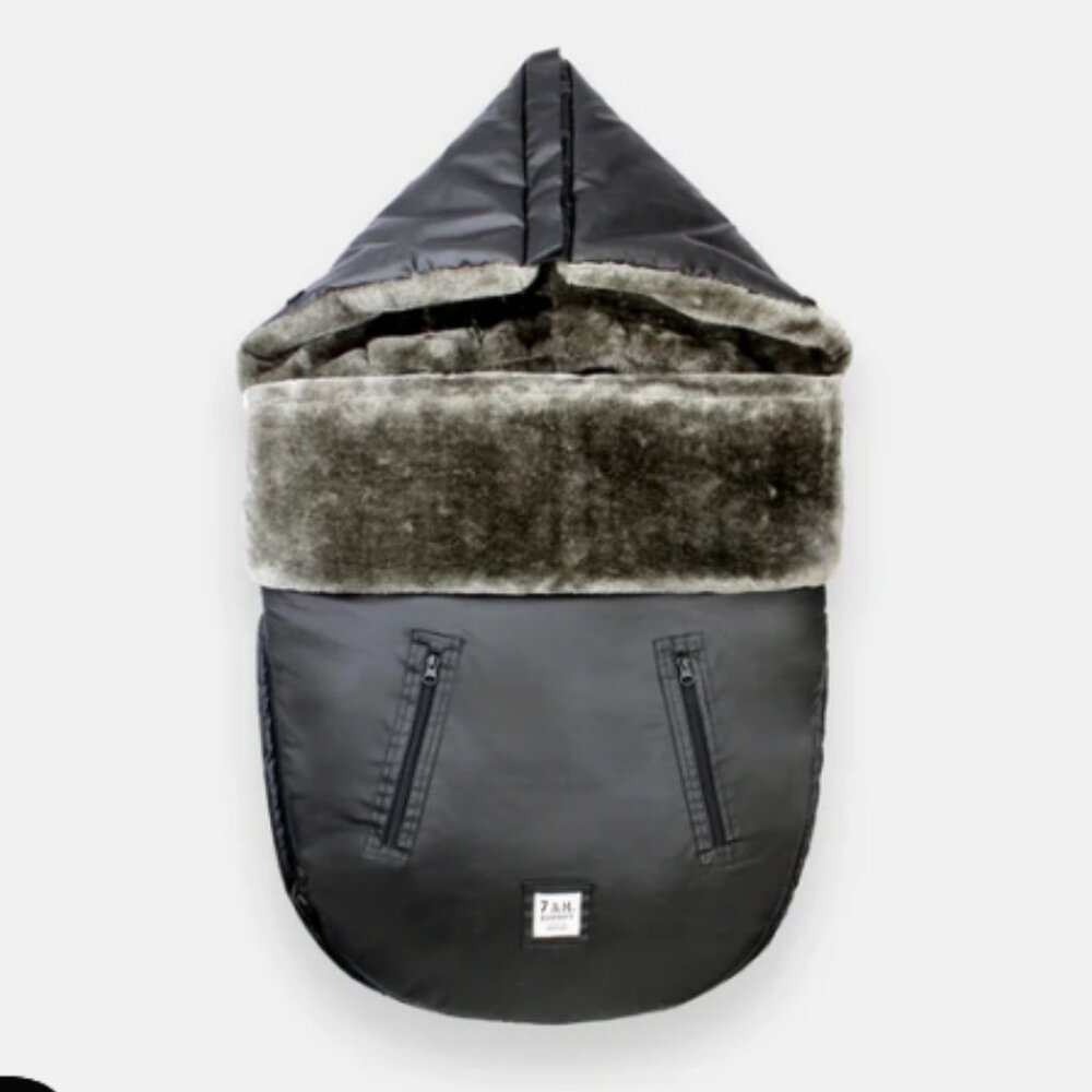 7 AM WaxedPod Stroller Footmuff Faux Fur Lined